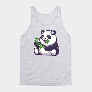 Cute Panda Eating Bamboo Leaf Cartoon Tank Top